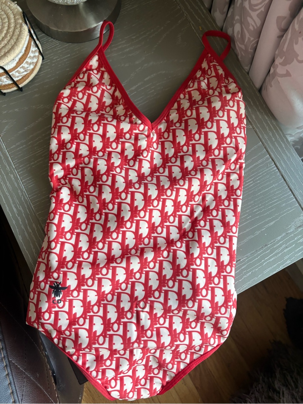 FASHION Red and White Logo-Print One-Piece Swimsuit - Picture 3 of 8